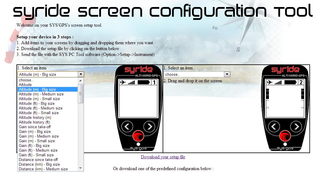 syride sysgps personalizacion pantallas