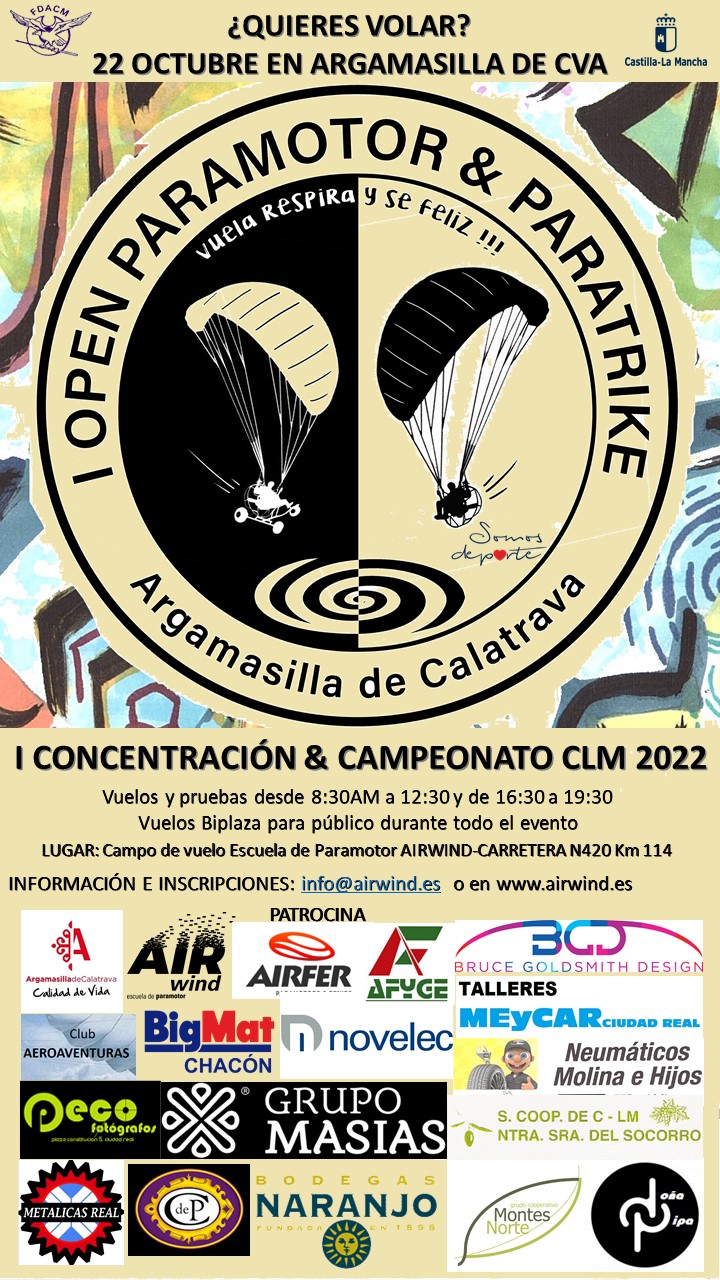 concentración y el campeonato de CLM de paramotor y paratrike